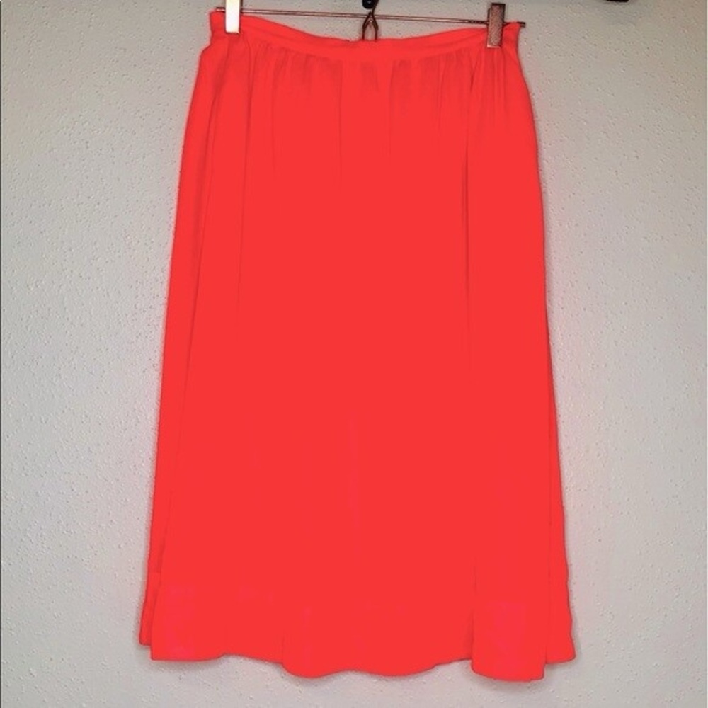 Philosophy Bright Coral Midi Skirt with Elastic Waist